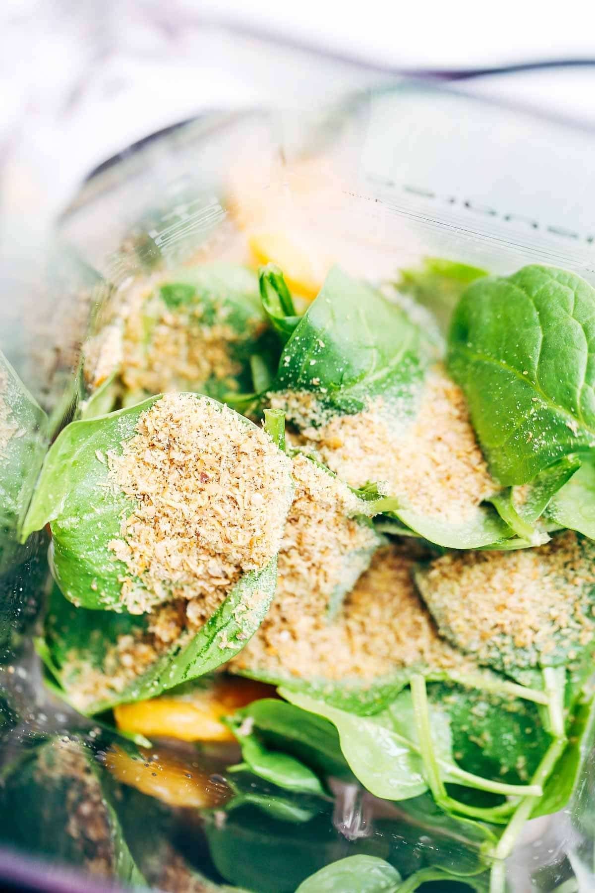 Spinach in a blender.