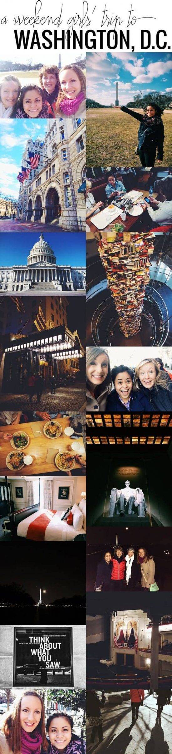 Washington D.C. weekend trip collage of images.