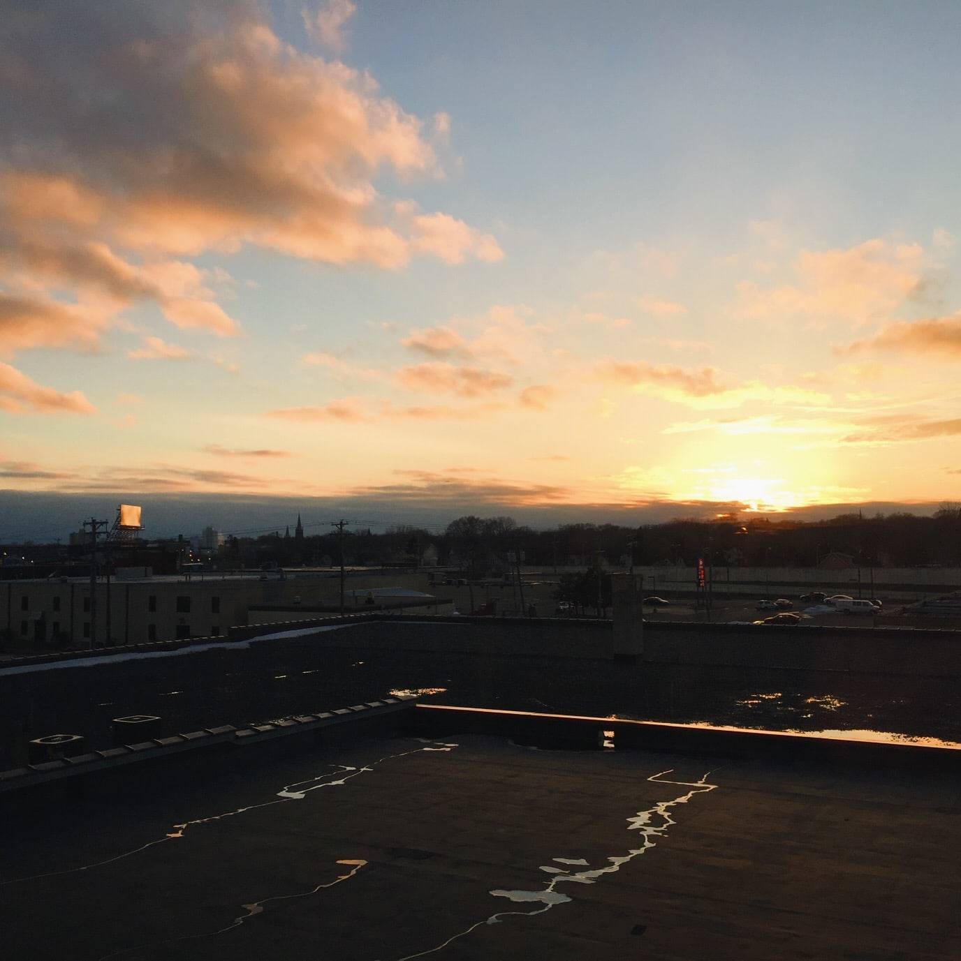 sunset from a building rooftop